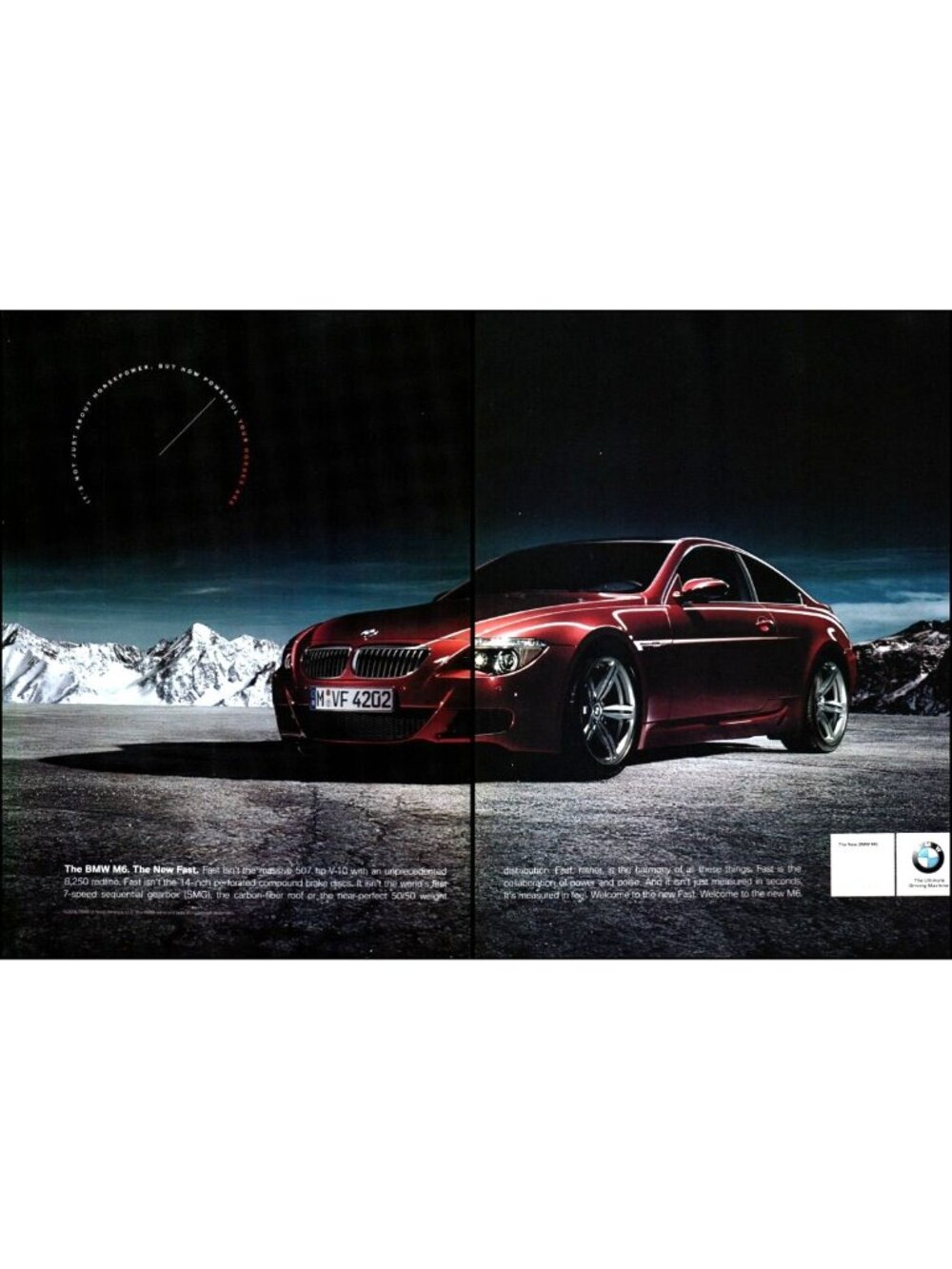 2006 BMW M6 Coupe 2 Page Vintage Print Ad Snow Mountains V10 Man Cave Wall Art